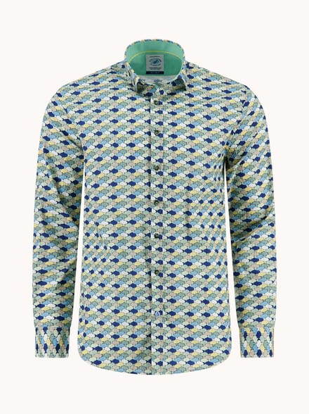 A Fish Named Fred Overhemd Shirt Graphic Fish Multicolor Green (33.019 - 072)