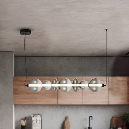 Eko-Light LED hanglamp Daphne, glas grijs-transparant, lengte 118 cm