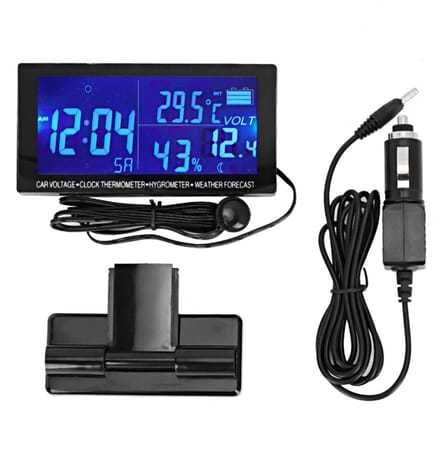 Allecto - Multifunctionele Auto Klok Thermometer - Alarmfunctie - Lcd