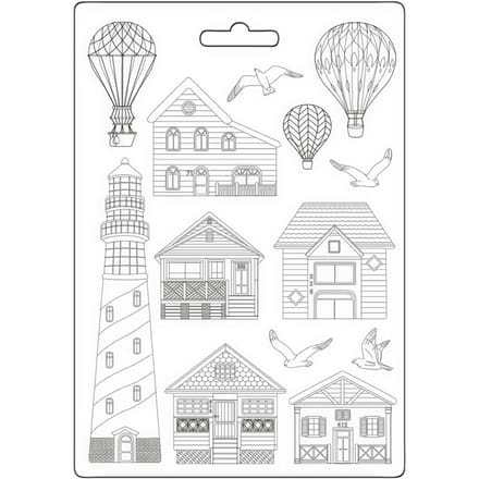 3D Textuurvorm "Sea Land - Houses and Lighthouse"