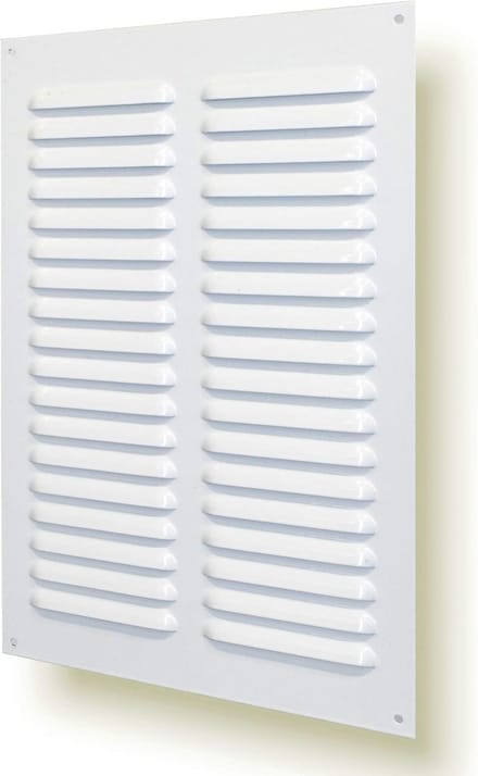 Metalen ventilatierooster met insectenhor, 20 x 35 cm, wit