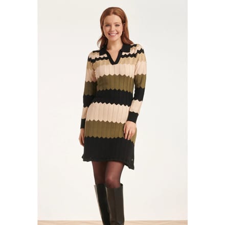 Smashed Lemon 24610 neutrale zig-zag gebreide jurk |