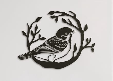 Wanddecoratie dieren | Mus op tak - M (30x40cm)