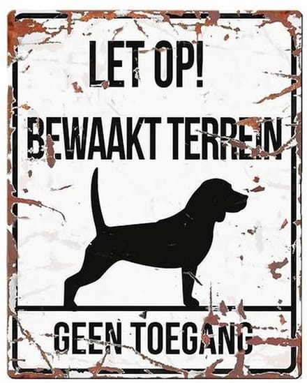 D&D - Vierkant Waakbord Beagle - Kleur: Wit - Afmetingen: 20x25 cm