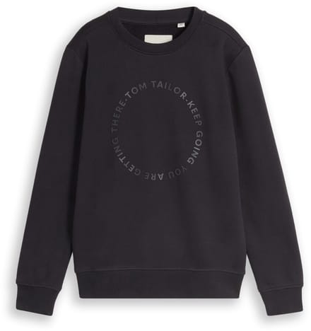 Tom Tailor - Basic sweatshirt met print - Maat 152 - coal grey