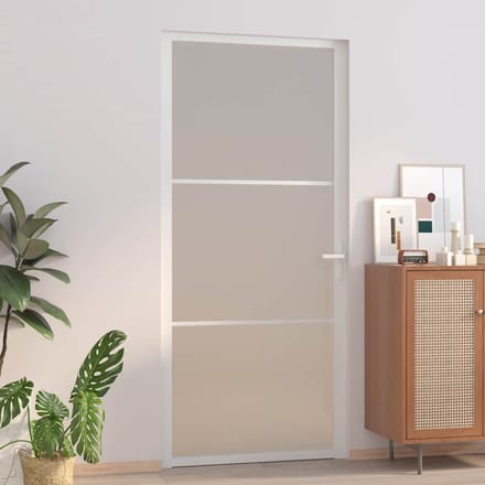 vidaXL - Binnendeur - 93x201,5 - cm - matglas - en - aluminium - wit