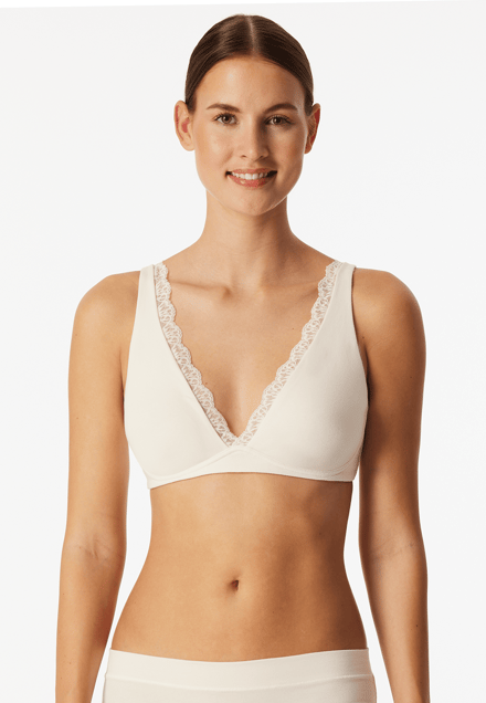 Voorgevormde beha zonder beugels, kant, off-white - Unique Cotton 85B