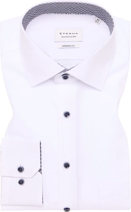 ETERNA modern fit overhemd - popeline - wit - Strijkvrij - Boordmaat: 38
