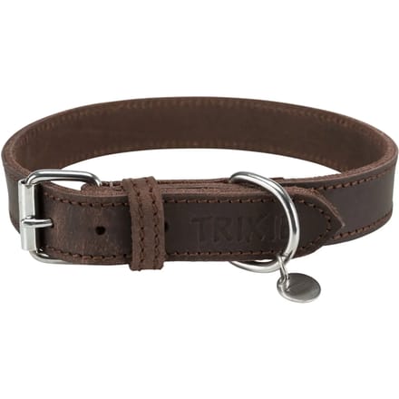 Trixie Rustic fatleather Halsband M-L: 42-48 cm/25 mm dark Bruin