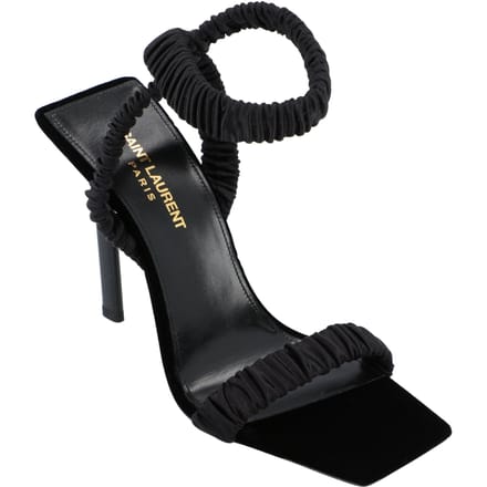 Saint Laurent Pam Sandalen In Satijncrepe Zwart