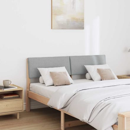vidaXL - Gestoffeerd - hoofdbord - Lichtgrijs - 150 - cm - Massief - grenenhout