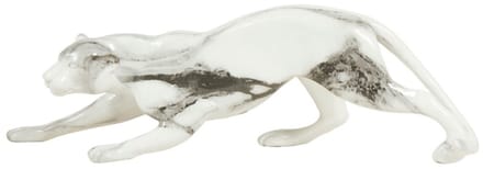 Ostaria Panter beeld - 27 cm - polystone - zilver - decoratie dieren beeld - interieurdecoratie
