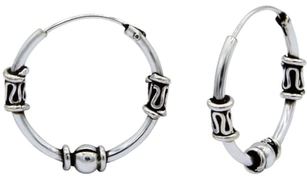 Joy|S - Zilveren Bali oorbellen - 16 mm oorringen - geoxideerd