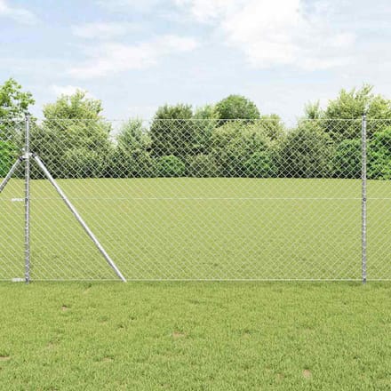 vidaXL - gaashek - met - grondbevestiging - 10 - x - 1 - m - Gegalvaniseerd - staal - Mesh