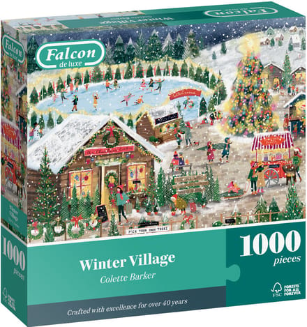 Falcon legpuzzel Winter Village - 1000 stukjes - puzzel volwassenen.
