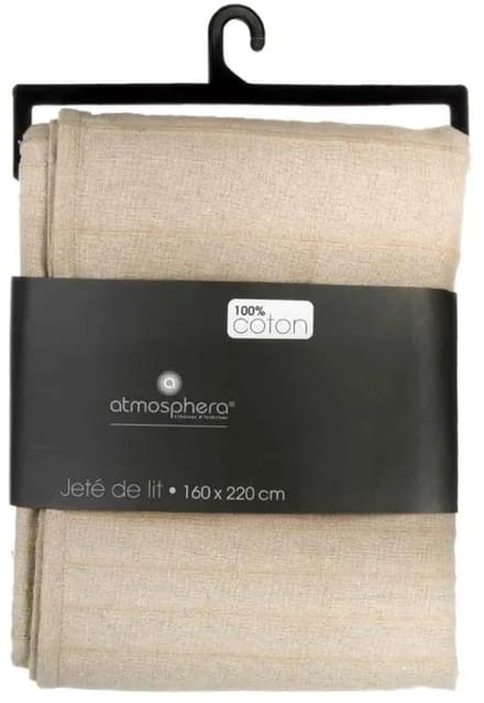 Atmosphera bedsprei / deken / plaid - beige - katoen - 220 x 160 cm - geknoopt
