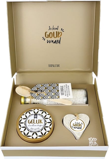 100%LEUK Cadeaupakket - Je bent goud waard - cadeau