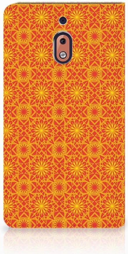 Nokia 2.1 2018 Hoesje met Magneet Batik Oranje
