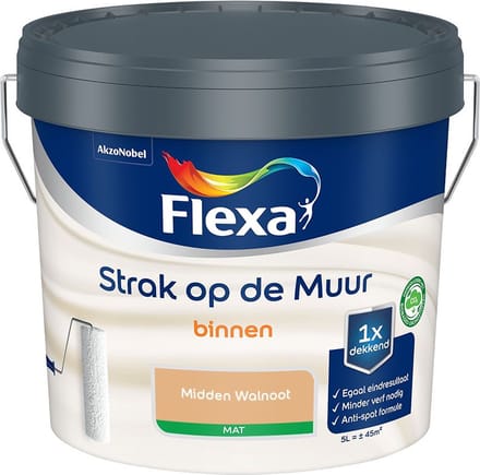 Flexa - Strak Op De Muur Binnen Mat - Midden Walnoot - Mengverf - 5 L