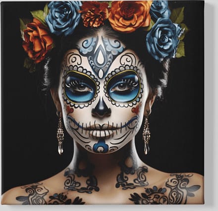 Vierkant Canvas Schilderij - Wanddecoratie - Dia de Los Muertos - 60x60x2 cm