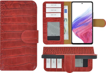 MoDo hoesje Geschikt voor Samsung Galaxy A73 5G - Leer Book Case - Croco rood