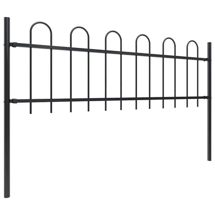 vidaXL - Tuinhek - met - ringtop - staal - 1005x60 - cm - zwart