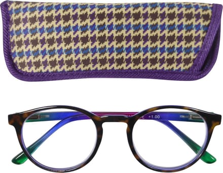 Lilly&June Leesbril Havana Multikleur +2 - Met Pied-de-poule Etui