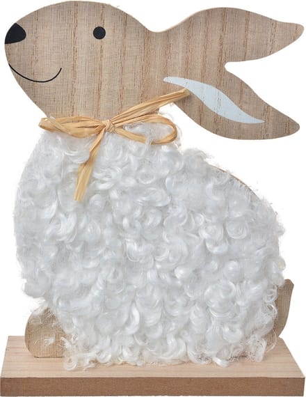 Clayre & Eef Decoratie Beeld Konijn 14x5x17 cm Bruin Wit Hout