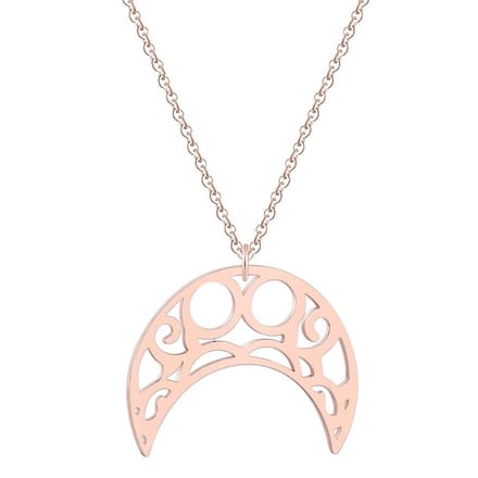 Hippe dames ketting Staal Maan Hanger Rose