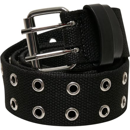 Urban Classics Polyester Eyelet Unisex Riem - zwart/zilverkleurig - S-M