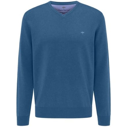 Fynch-Hatton Trui Uni Katoen V-Hals Azure / male