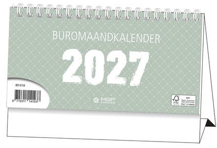 MGPcards - Buro maandkalender 2027 - Desk planner - Bureau kalender - Groen