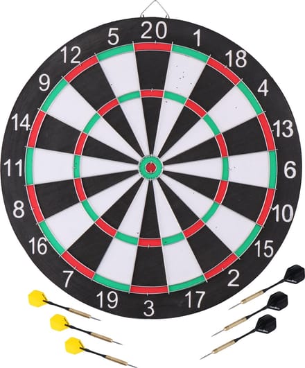 Masterdarts Dartbord tweezijdig - Ø 42 cm - Inclusief 6 pijlen en marker - Rood/Groen