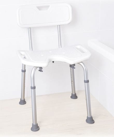 Moretti Douchestoel met rugleuning en hygiene uitsparing - Wit/Grijs