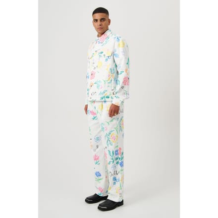 Soulland Declan Jacket White Aop Größe: XS/S | Jeansjacken Outlet | Unisex | Weiß