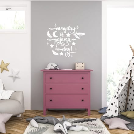 Muursticker - Everyday Is Payama Day - 40,6 x 44,8 - Wit