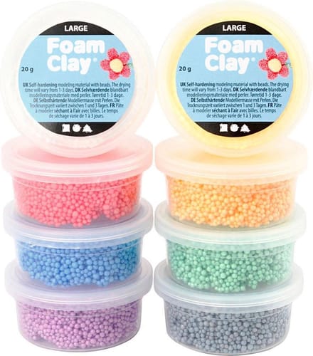 Foam Clay Large, diverse kleuren, 8x20 gr/ 1 doos