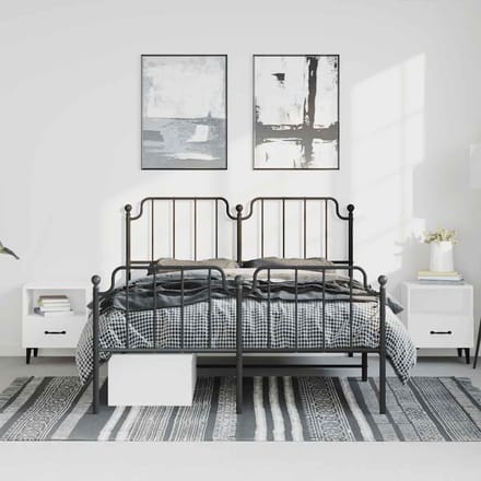vidaXL - Bedframe - met - hoofd- - en - voeteneinde metaal - zwart - 183x213 - cm