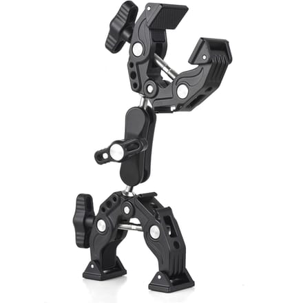 Superklembevestiging Dubbele cameraklem met dubbele kogelkop Cold shoes 1/4 inch ARRI-lokatiegaten zwart