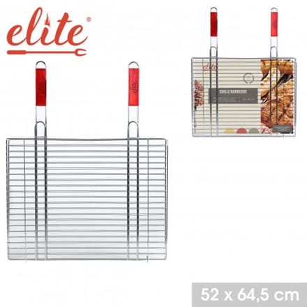 Elite BBQ/barbecue rooster - klem grill - metaal - 52x40x1cm - vlees/vis/groente - Extra groot formaat