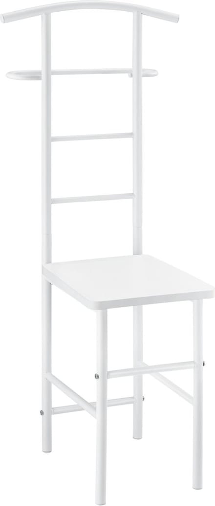 Dressboy kledingrek stoel 107x45x45 cm metaal en MDF wit