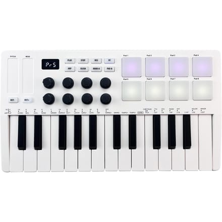 M-VAVE 25-toetsen MIDI-besturingstoetsenbord Mini draagbare USB-toetsenbord MIDI-controller met 25 aanslagsnelheden wit