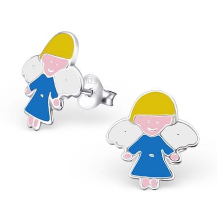 Princes Oorbellen Angel Blue - 925 Zilver E-Coating - Engel - Ø10mm