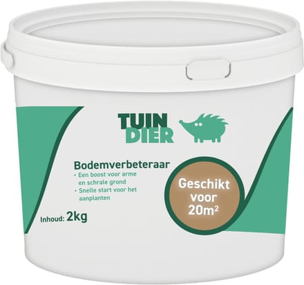 Bodemverbeteraar | Grondverbeteraar | Bodemverbeteraar gazon | Bodemverbeteraar moestuin | Bodemverbeteraar aanplantingen | 100% natuurlijk | In handige bewaaremmer | 2.000 gram | 2 kilogram | TUIN-DIER