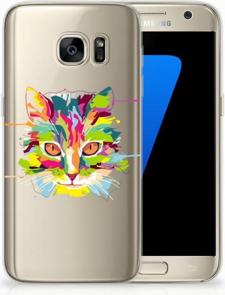 Samsung Galaxy S7 Telefoonhoesje met Naam Cat Color