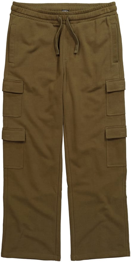 STHUGE - Heren - Cargosweatpants baggy fit elastische tailleband cargozakken - Olijf - Maat L