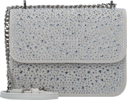 SEIDENFELT MANUFAKTUR Avondtas Schoudertas Anga Square Crossbag Silver Diamonds Crème