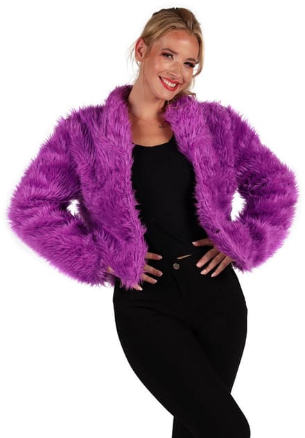 Bontjasje Paars - Zachte Pluche Jas - Dames - Maat XL/XXL
