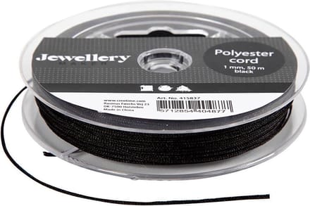 Polyester koord, dikte 1 mm, zwart, 50 m/ 1 rol