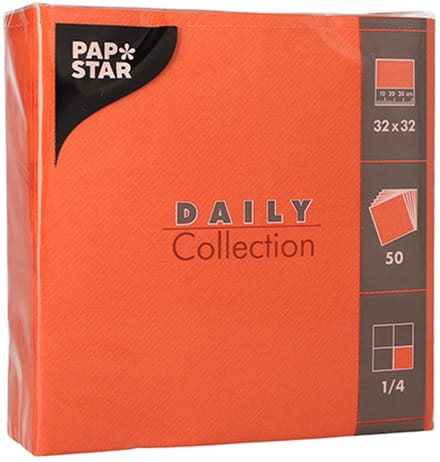 14x 50 Servetten DAILY Collection 1/4 vouw 32 cm x 32 cm nectarine